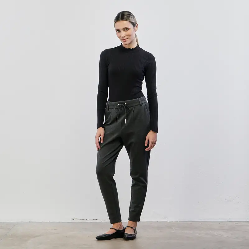 Pantaloni lunghi grigi con coulisse in vita