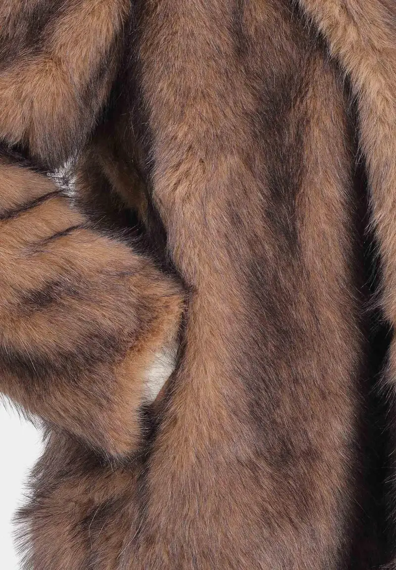 Pelliccia lunga marrone da donna miniatura 3