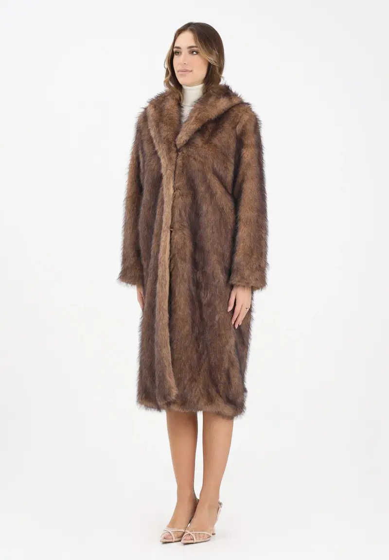 Pelliccia lunga marrone da donna