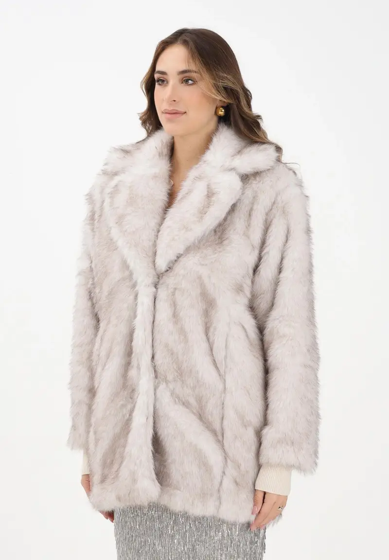 Pelliccia sintetica beige da donna