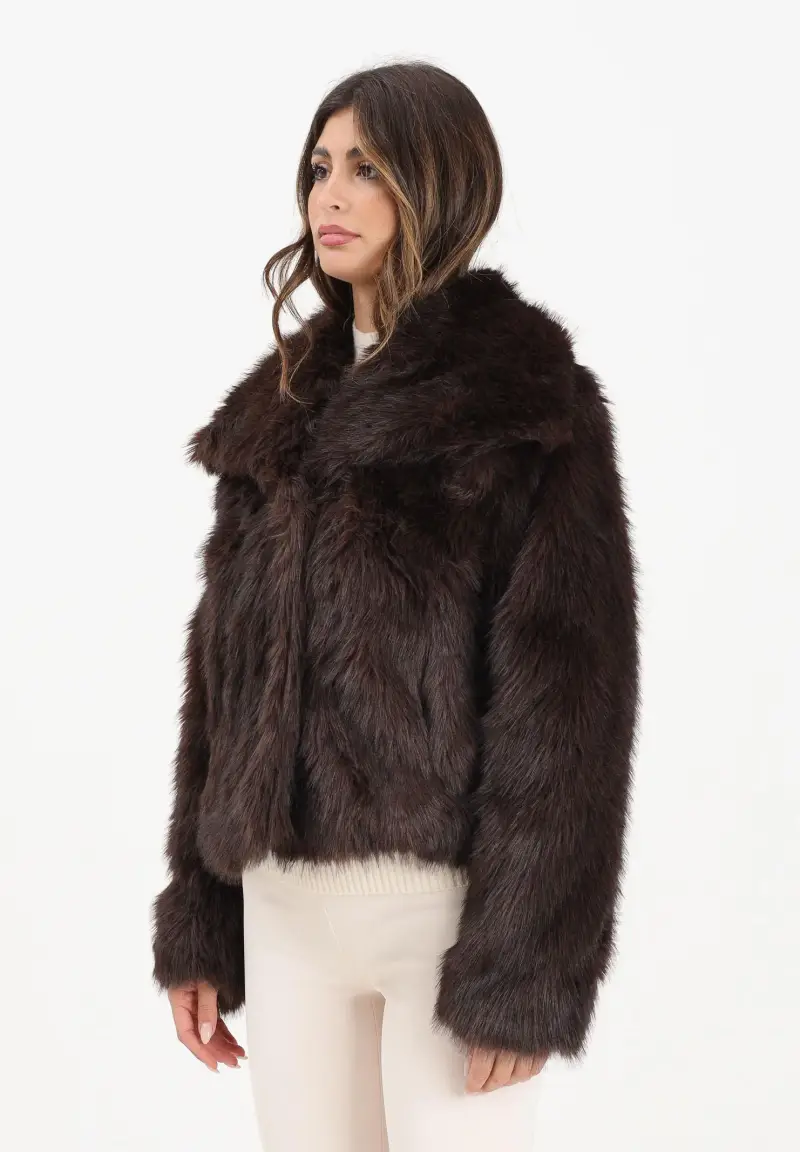 Pelliccia sintetica marrone da donna