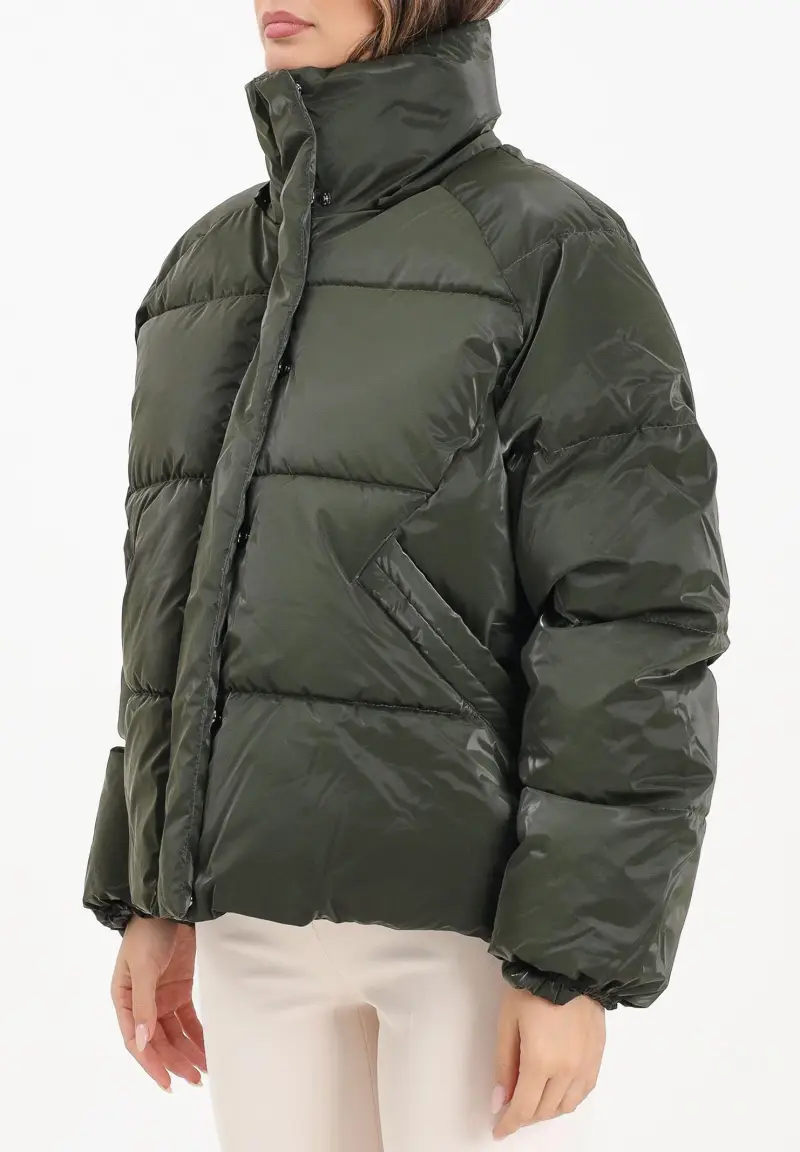 Piumino verde militare da donna miniatura 3