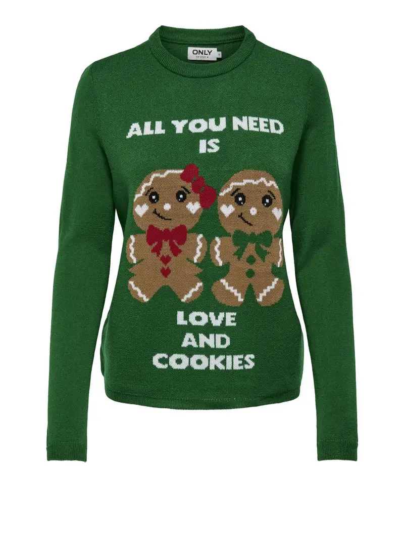 pullover only xmas gingerbread da donna - verde