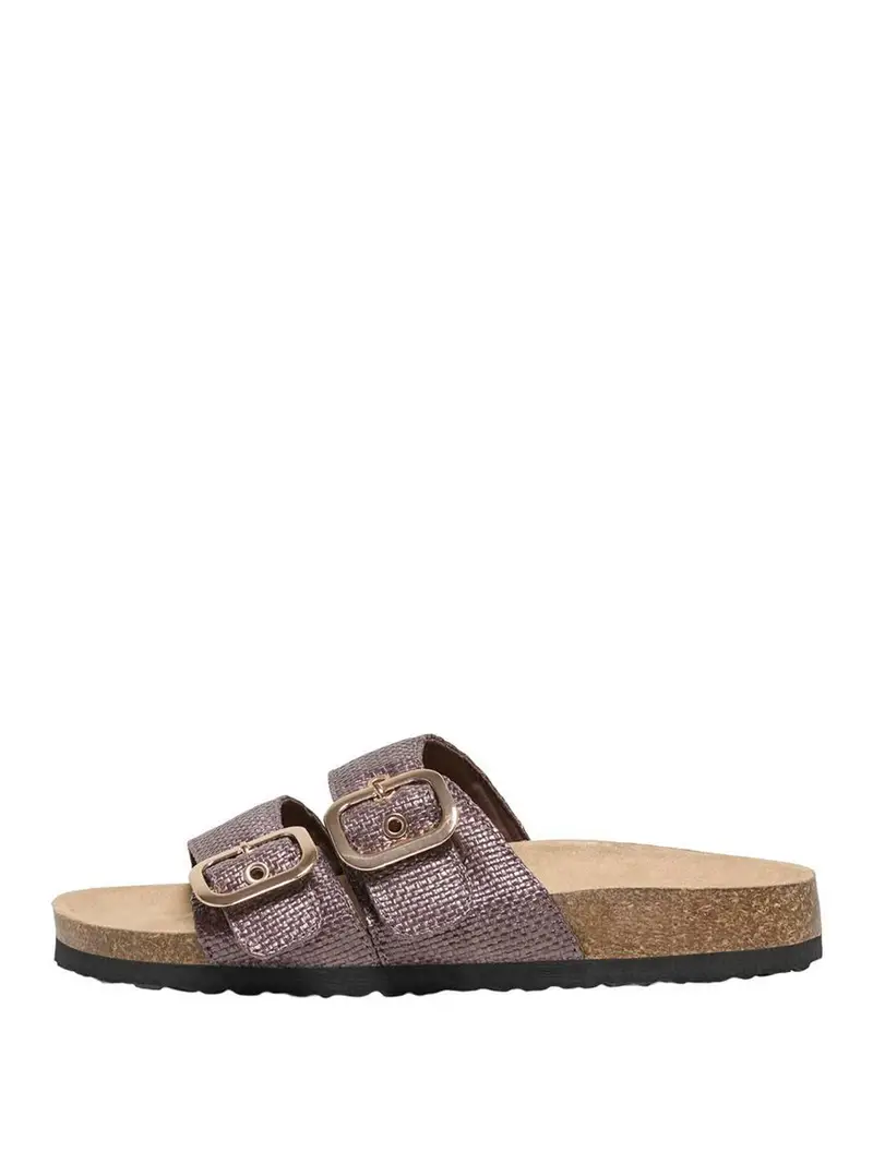 sandalo only maxi raffia buckle da donna - marrone