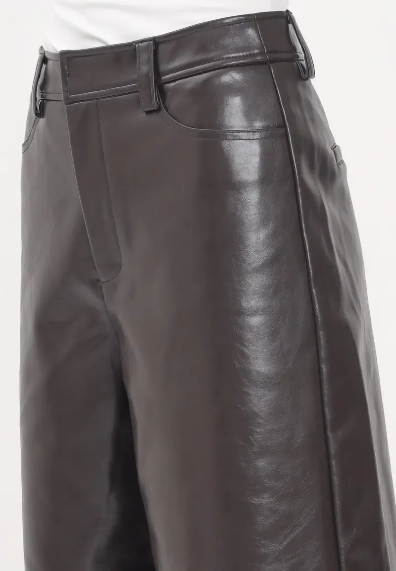 ONLY Shorts marrone da donna in ecopelle effetto lucido miniatura 2