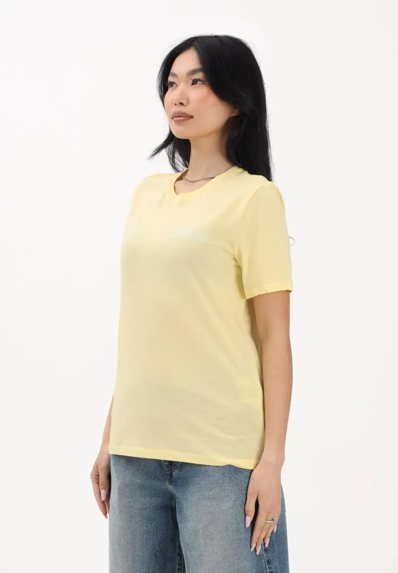 T-shirt a manica corta gialla da donna con ricamo