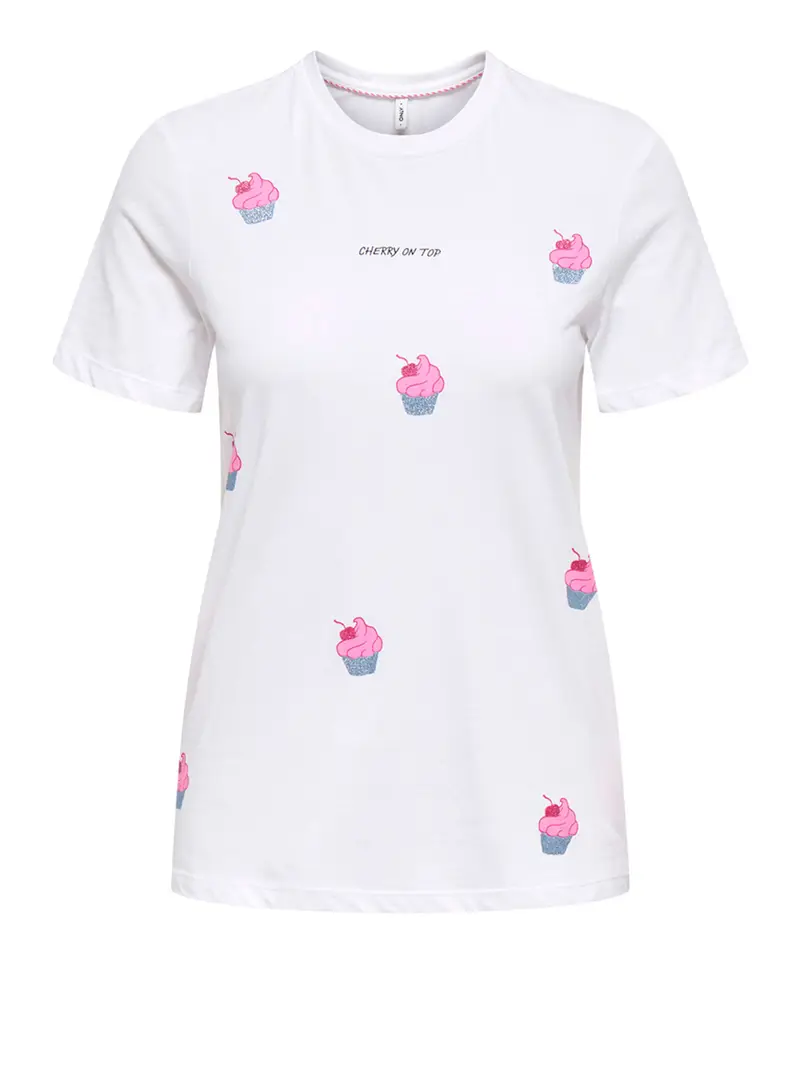 t-shirt only kita da donna - bianco