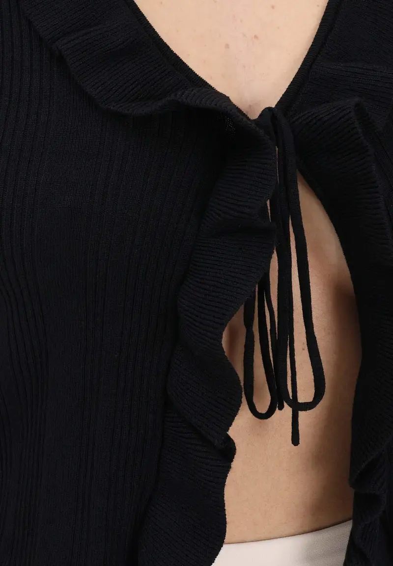 Top in maglia nero da donna miniatura 3