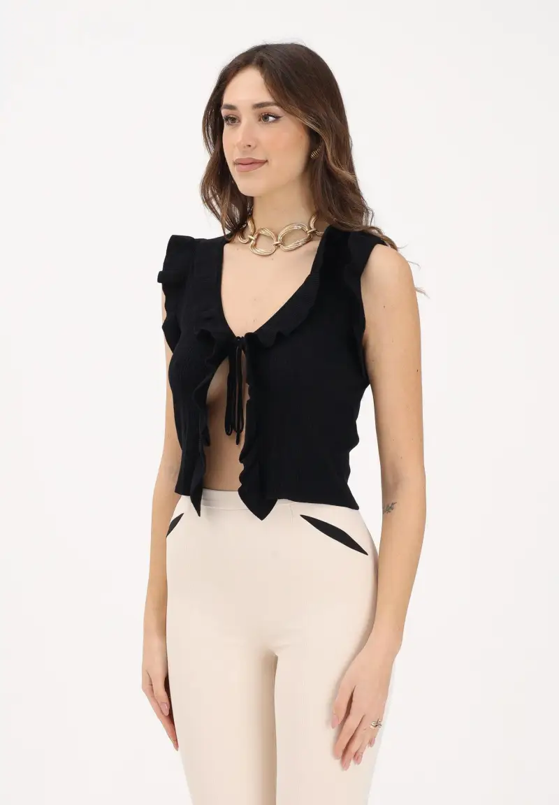 Top in maglia nero da donna