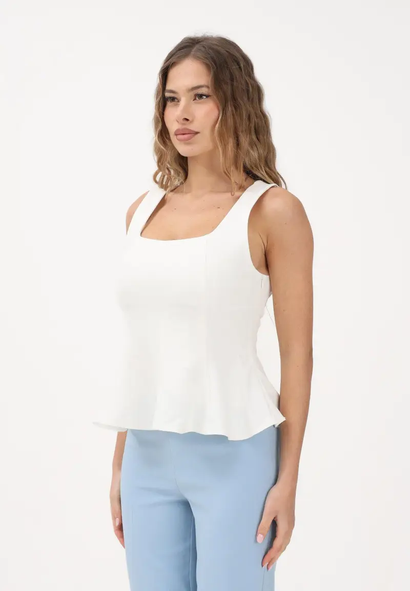 Top panna da donna con scollo squadrato