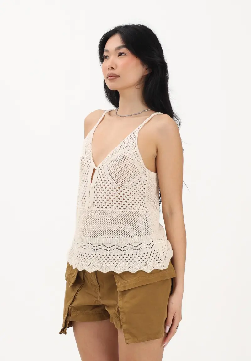 Top panna da donna dal gusto boho e femminile