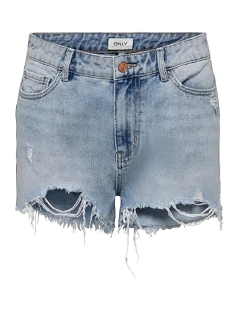 Only Women Denim Jeans Shorts | Short Bermuda Summer Pants | High Waist Destroyed Trousers ONLPACY, Colore:Blu, Taglia:S