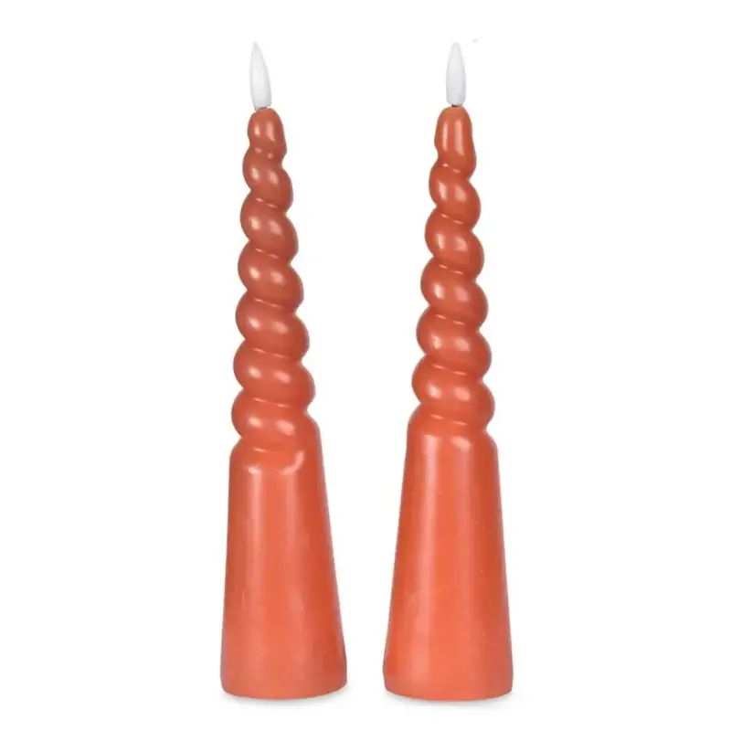Candele led a colonna ritorta in cera naturale Opjet (x2)