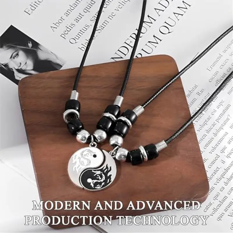 OQKAHIV 2 Ciondolo Tai Chi Collana per Uomo E Donna Catena Amicizia Yin Yang Coppia di Catena, catena dell'amicizia Ying Yang ciondolo a forma di drago, Regalo Romantico Sorpresa per Lui Lei Fidanzati miniatura 2