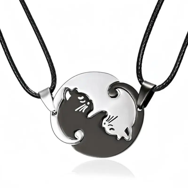 OQKAHIV Collana dell'Amicizia a 2 Pezzi con Ciondolo a Puzzle e Gatto, Regalo di Compleanno per Migliori Amici, Coppie e Fidanzati, per condividere la tua amicizia con la tua migliore amica!