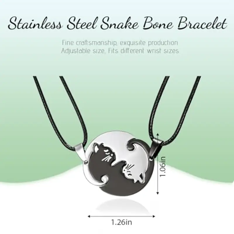 OQKAHIV Collana dell'Amicizia a 2 Pezzi con Ciondolo a Puzzle e Gatto, Regalo di Compleanno per Migliori Amici, Coppie e Fidanzati, per condividere la tua amicizia con la tua migliore amica miniatura 2