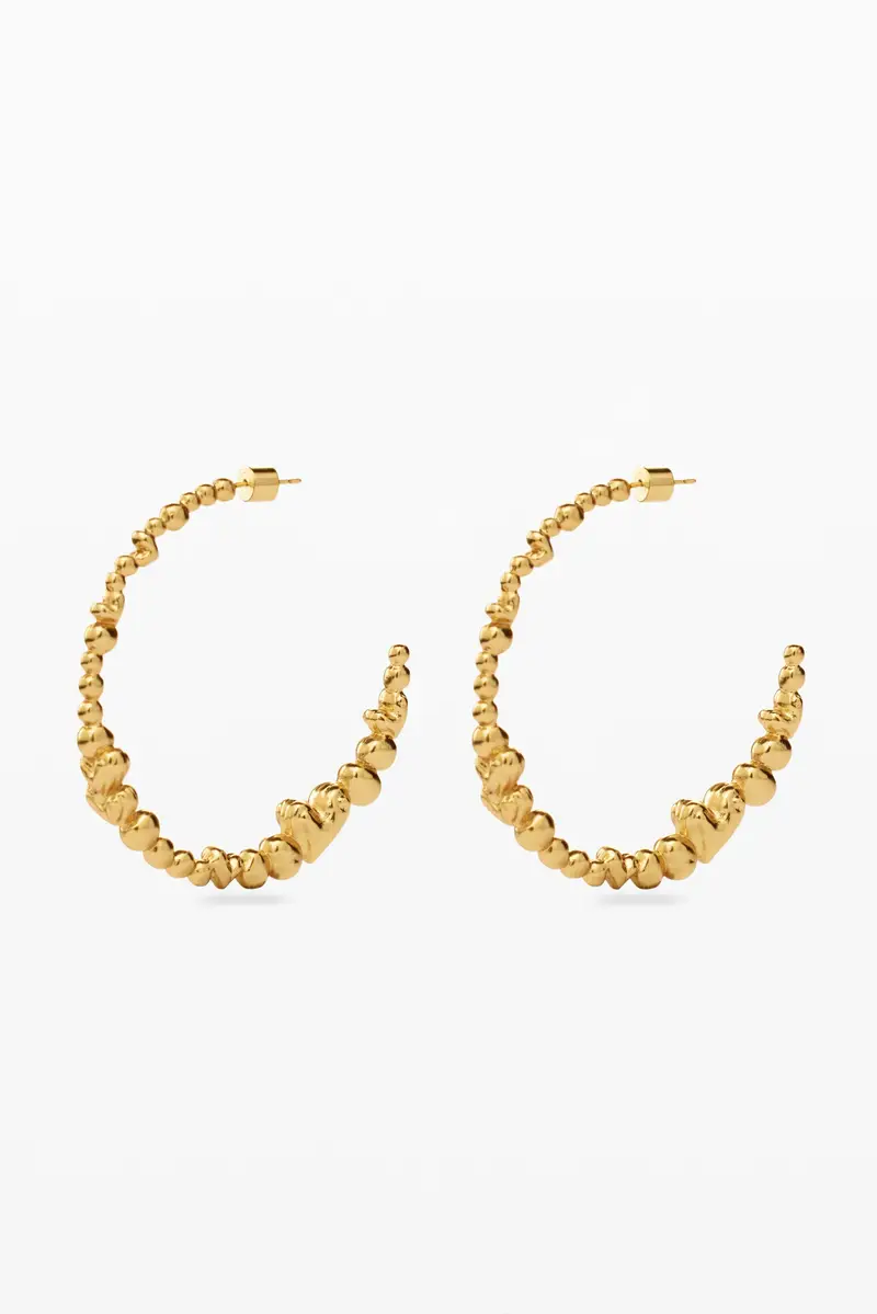 Orecchini a cerchio con cuori placcati in oro Zalio