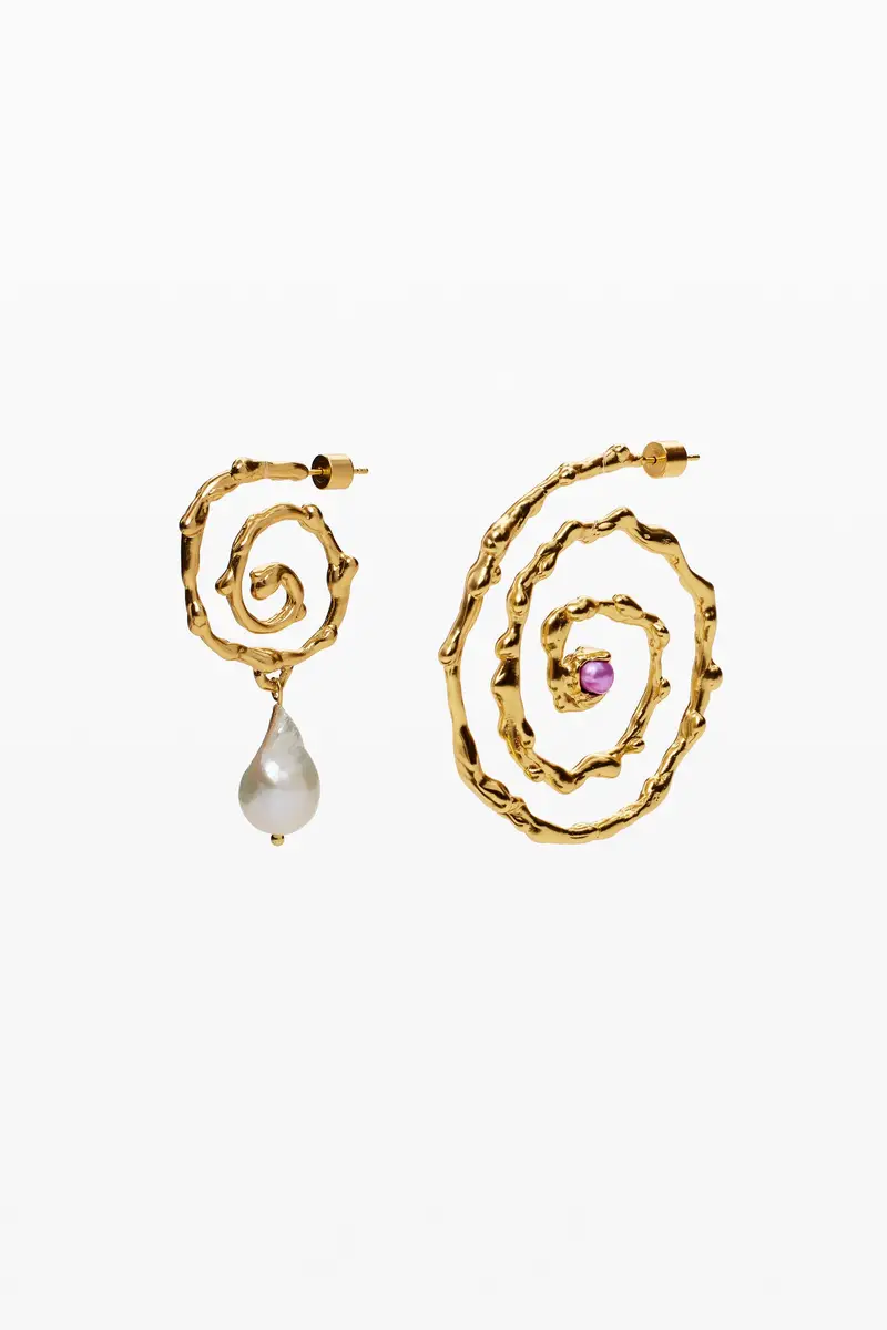 Orecchini a spirale irregolari placcati oro Zalio