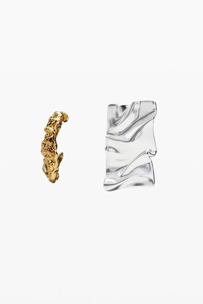 Orecchini asimmetrici placcati oro e argento Zalio