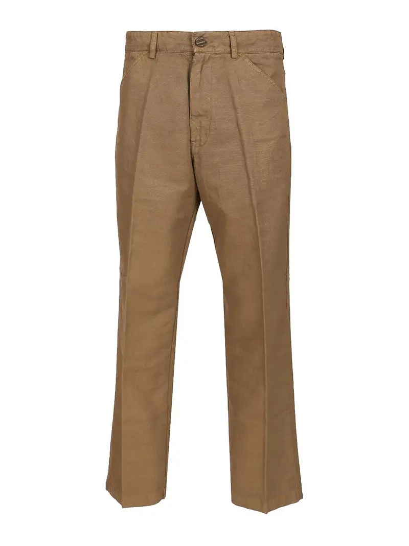 Pantaloni di miscela di cotone e lino Marrone