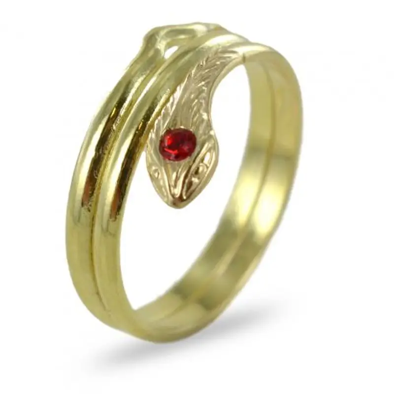 anello serpentina da bambina in oro giallo con pietra rossa