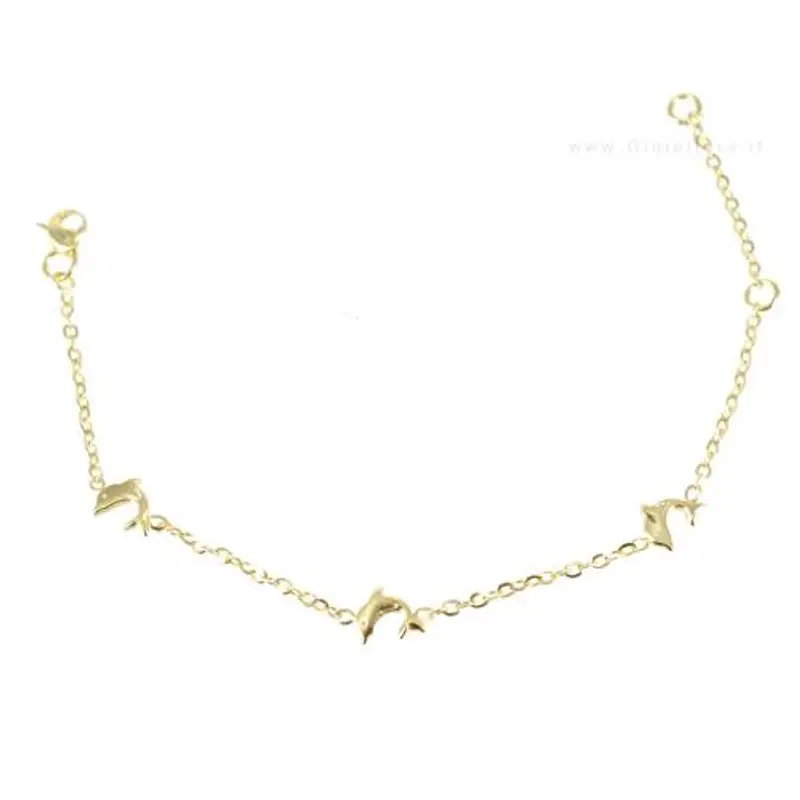 bracciale da bambina con delfini in oro 9 kt