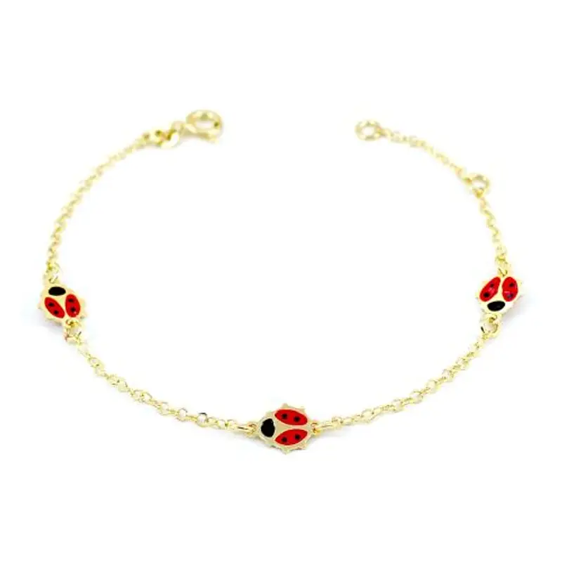 bracciale da bambina e da bambino in oro 9 kt con coccinelle