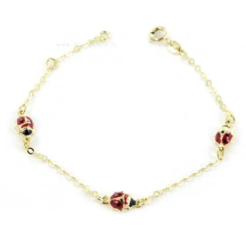 bracciale da bambina in oro 9 kt con coccinelle