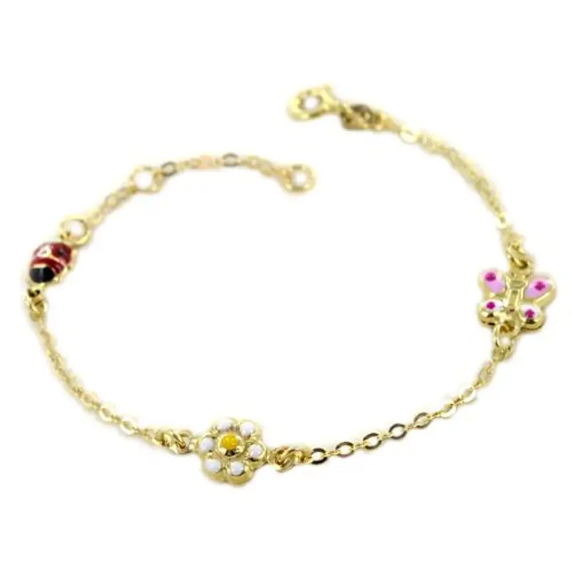 bracciale da bambina in oro 9 kt con smalti colorati
