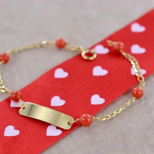 bracciale da bambino con coralli e targhetta personalizzabile miniatura 3