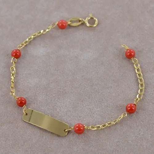 bracciale da bambino con coralli e targhetta personalizzabile miniatura 4