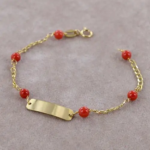 bracciale da bambino con coralli e targhetta personalizzabile miniatura 5