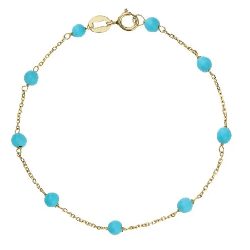 bracciale da bambino in oro giallo e turchese