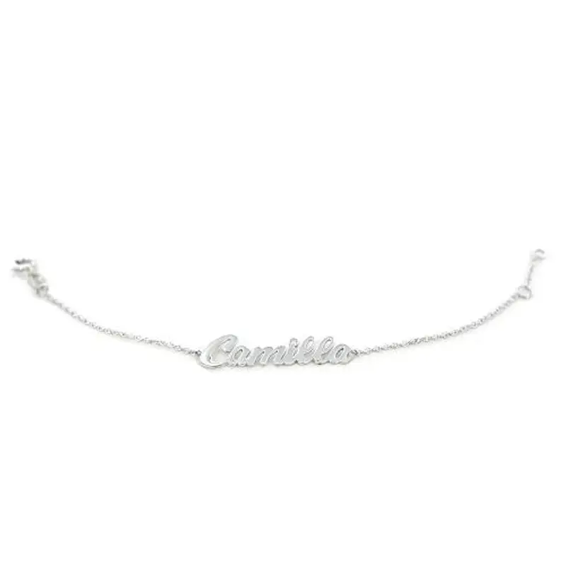bracciale da bambino personalizzato con nome in argento e diamante