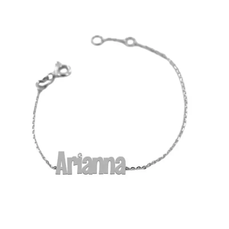bracciale da bambino personalizzato con nome in oro bianco e diamante