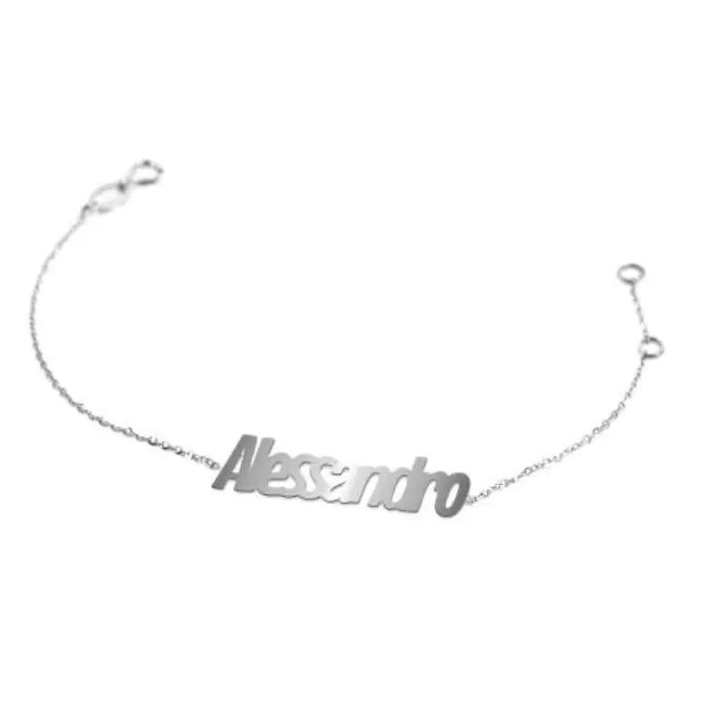 bracciale da bambino personalizzato con nome in oro bianco