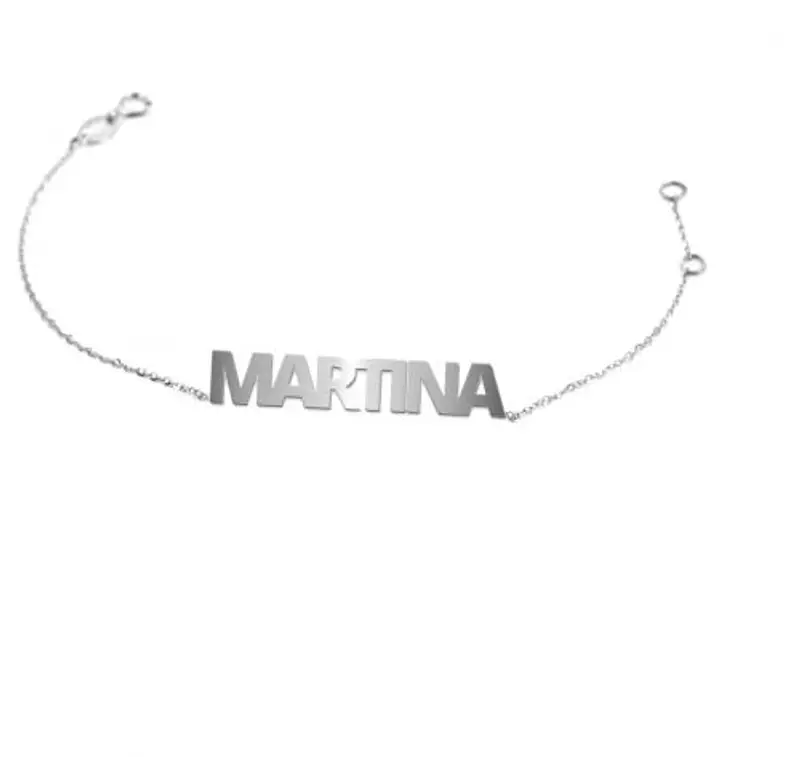 bracciale da bambino personalizzato con nome in oro bianco