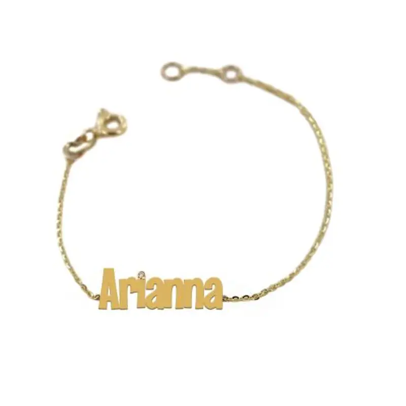 bracciale da bambino personalizzato con nome in oro giallo e diamante