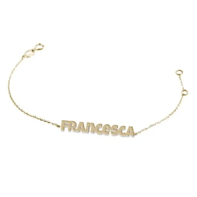 bracciale da bambino personalizzato con nome in oro giallo