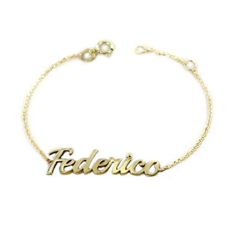 bracciale da bambino personalizzato con nome in oro giallo