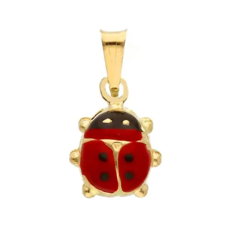 ciondolo coccinella in oro e smalti colorati grande