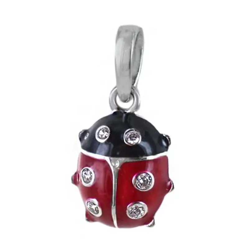 ciondolo coccinella portafortuna in oro smalto e zirconi