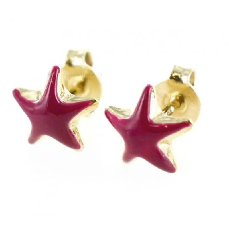 orecchini da bambina in oro 9 kt con stella smalto rosso