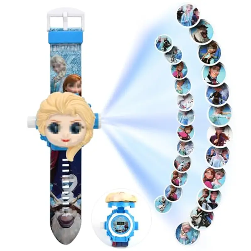 Orologio Bambini con Proiettore Digitale, 24 Motivi di Proiezione, Elettronico da Polso per Bambini e Ragazze (F)