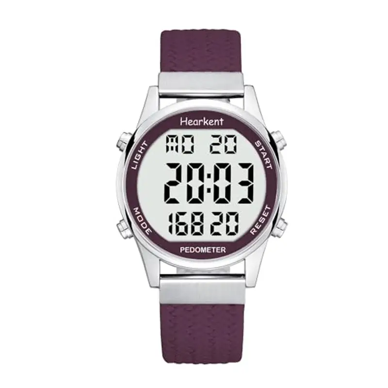 Orologio contapassi pedometro da donna, puoi goderti passi, chilometraggio, calorie, conto alla rovescia, sveglia e altre funzioni. Nessuna app o ricarica richiesta, 2401 (viola)