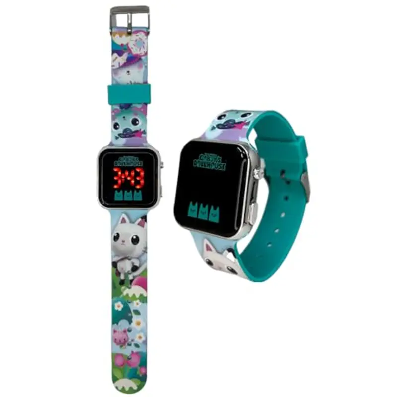 Orologio da polso digitale Gabby's Dollhouse per bambine con schermo quadrante a led e cinturino in silicone