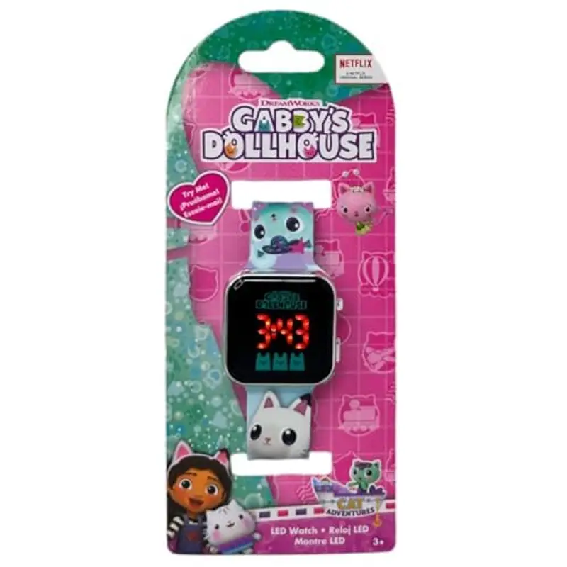 Orologio da polso digitale Gabby's Dollhouse per bambine con schermo quadrante a led e cinturino in silicone miniatura 2