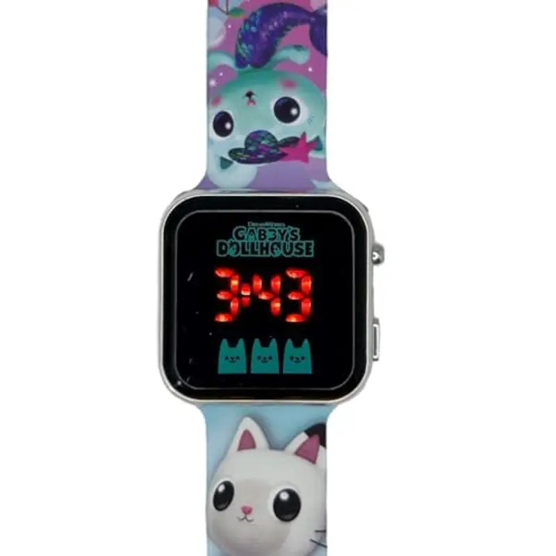 Orologio da polso digitale Gabby's Dollhouse per bambine con schermo quadrante a led e cinturino in silicone miniatura 3