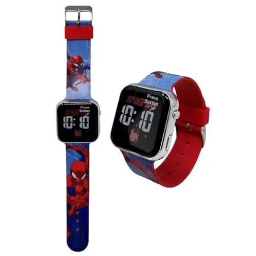 Orologio da polso digitale Spiderman Marvel per bambini con schermo quadrante a led e cinturino in silicone