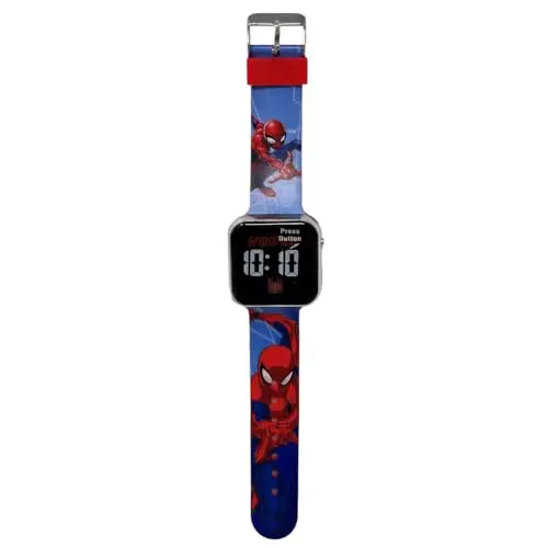 Orologio da polso digitale Spiderman Marvel per bambini con schermo quadrante a led e cinturino in silicone miniatura 2
